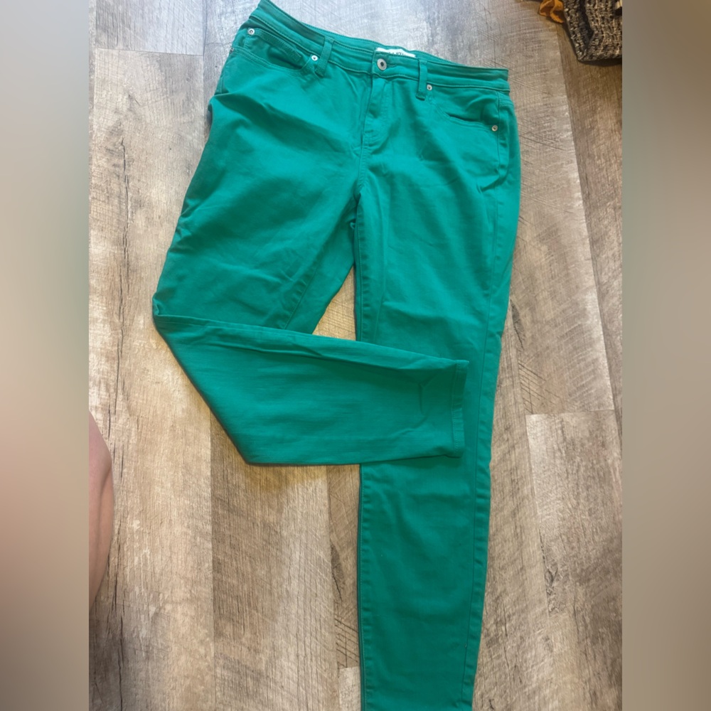 Lila Ryan size 31 mid-rise skinny ankle, teal green jeans